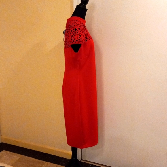 😍❤Premier Amour Designer Boutique Holiday Dress Cap Sleeves Gold Zipper Sz 14 - Picture 3 of 6